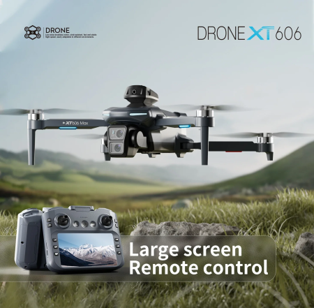 联想无人机专业拍摄用(XT606)-8K HD相机 5G GPS WIFI FPV 4.5英寸屏幕障碍物回避功能,包括3个电池
