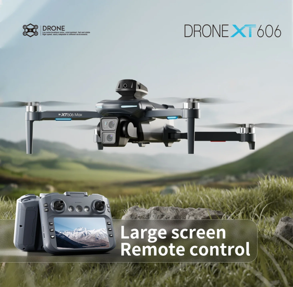 联想无人机专业拍摄用(XT606)-8K HD相机 5G GPS WIFI FPV 4.5英寸屏幕障碍物回避功能,包括3个电池